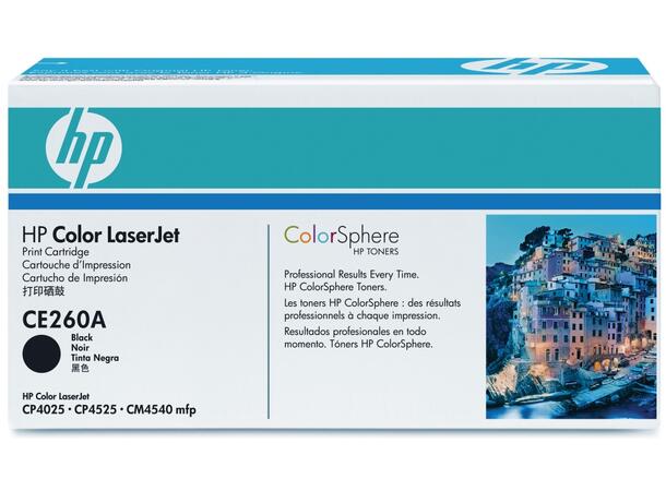 Toner HP CE260A serie 647 8.5K sort passer til HP CM4540/CP4025/CP4525 